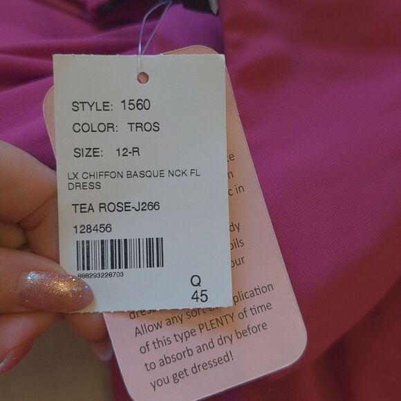 NWT After Six Off-the-Shoulder Maxi Dress Fushia Basque Neck Flounce Sleeves 12 - Picture 9 of 14